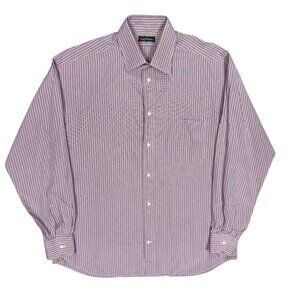 Luigi Borrelli Dress Shirt Pink Check Long Sleeve Italy Cotton 41 16 Large